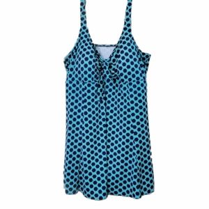 Plus Size Blue & Teal Chain Print Swim Suit Dress